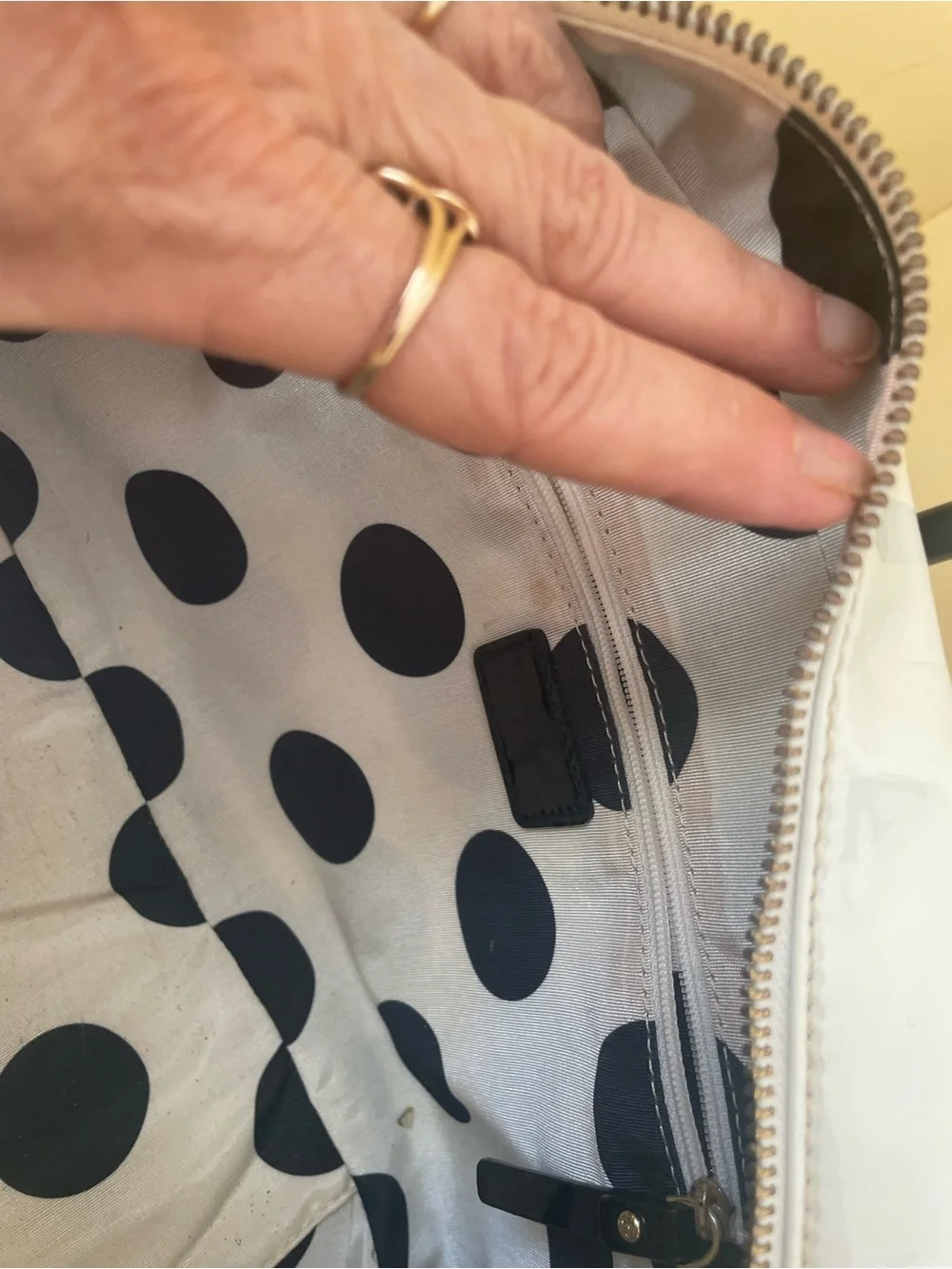 kate spade White and Black Patent Satchel with Bow Trim